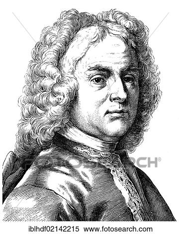 Stock Photography - Historical drawing from the 19th century, portrait of George Frederick Handel or George Frideric Handel, 1685 - 1759, a German-British composer of the Baroque. Fotosearch