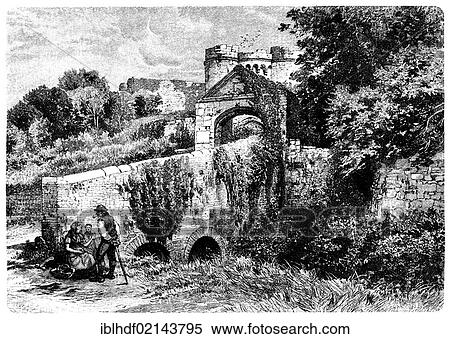 Historical drawing from the 19th Century, Carisbrooke Castle, a historic castle, Carisbrooke, Newport, Isle of Wight, England View Large Photo Image Stock Photography - Historical drawing from the 19th Century, Carisbrooke Castle, a historic castle, Carisbrooke, Newport, Isle of Wight, England. Fotosearch