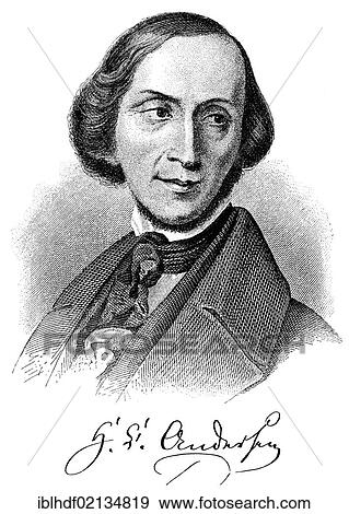 Historical engraving from 19th Century, portrait of Hans Christian Andersen, 1805-1875, Danish poet and writer View Large Photo Image Stock Photo - Historical engraving from 19th Century, portrait of Hans Christian Andersen, 1805-1875, Danish poet and writer. Fotosearch