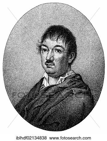 Stock Photo - Historical engraving from 19th Century, portrait of Leandro Fernández de Moratín, 1760-1828, Spanish poet and playwright. Fotosearch
