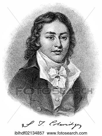 Historical engraving from 19th Century, portrait of Samuel Taylor Coleridge, 1772-1834, English poet of romanticism, critic and philosopher View Large Photo Image Stock Photo - Historical engraving from 19th Century, portrait of Samuel Taylor Coleridge, 1772-1834, English poet of romanticism, critic and philosopher. Fotosearch