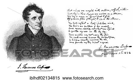Historical engraving from 19th Century, manuscript and portrait of James Fenimore Cooper, 1789-1851, American writer of romanticism View Large Photo Image Stock Photography - Historical engraving from 19th Century, manuscript and portrait of James Fenimore Cooper, 1789-1851, American writer of romanticism. Fotosearch