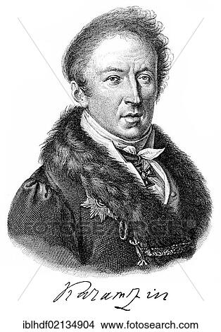 Historical engraving from the 19th Century, portait of Nikolai Mikhailovich Karamzin, 1766-1826, Russian writer and historian View Large Photo Image Picture - Historical engraving from the 19th Century, portait of Nikolai Mikhailovich Karamzin, 1766-1826, Russian writer and historian. Fotosearch