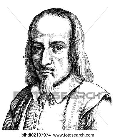 Picture - Historical engraving from the 19th Century, portrait of Jakob Boehme, 1575-1624, German mystic, philosopher and Christian theosophist. Fotosearch