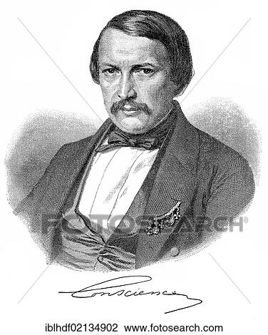 Historical engraving from the 19th Century, portrait of Hendrik Conscience, 1812-1883, Flemish writer View Large Photo Image Stock Image - Historical engraving from the 19th Century, portrait of Hendrik Conscience, 1812-1883, Flemish writer. Fotosearch