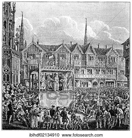Historical engraving from the 19th Century, old English passion play or miracle performance, religious theatrical performance in a public space View Large Photo Image Stock Image - Historical engraving from the 19th Century, old English passion play or miracle performance, religious theatrical performance in a public space. Fotosearch