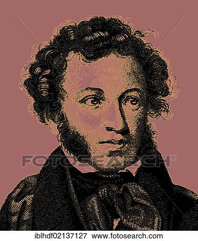 Historical engraving from the 19th Century, portrait of Alexander Sergeyevich Pushkin or Aleksandr Sergeevič Puoekin, 1799-1837, Russian poet and founder of modern Russian literature, digital manipulation View Large Photo Image Stock Photo - Historical engraving from the 19th Century, portrait of Alexander Sergeyevich Pushkin or Aleksandr Sergeevič Puoekin, 1799-1837, Russian poet and founder of modern Russian literature, digital manipulation. Fotosearch