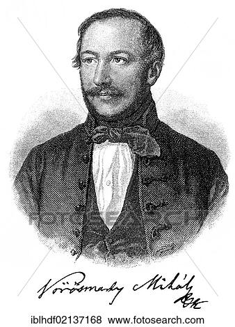 Historical engraving from the 19th Century, portrait of Mihály Voeroesmarty, 1800-1855, Hungarian poet, writer and translator View Large Photo Image Stock Photo - Historical engraving from the 19th Century, portrait of Mihály Voeroesmarty, 1800-1855, Hungarian poet, writer and translator. Fotosearch