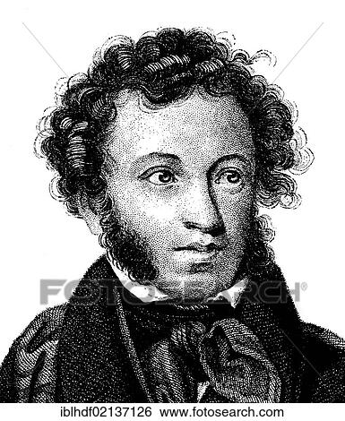 Historical engraving from the 19th Century, portrait of Alexander Sergeyevich Pushkin or Aleksandr Sergeevič Puoekin, 1799-1837, Russian poet and founder of modern Russian literature View Large Photo Image Stock Photograph - Historical engraving from the 19th Century, portrait of Alexander Sergeyevich Pushkin or Aleksandr Sergeevič Puoekin, 1799-1837, Russian poet and founder of modern Russian literature. Fotosearch