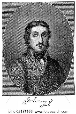 Stock Photograph - Historical engraving from the 19th Century, portrait of Mihály Csokonai Vitéz, 1773-1805, Hungarian poet. Fotosearch