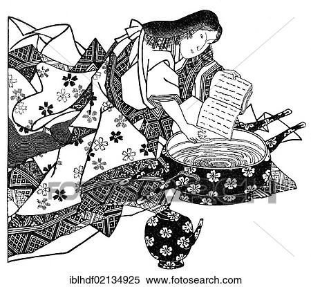 Historical engraving from the 19th Century, traditional female Japanese poet, drawing View Large Photo Image Stock Photography - Historical engraving from the 19th Century, traditional female Japanese poet, drawing. Fotosearch