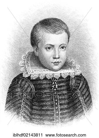 Stock Image - Historical engraving, portrait of John Milton, 1608 - 1674, an English poet and political philosopher. Fotosearch