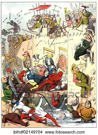 Picture - Historical illustration from the 19th Century, from Rebecca and Rowena by William Makepeace Thackeray, 1811 - 1863, an English writer. Fotosearch
