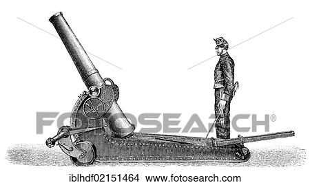 Historical illustration from the 19th Century, depiction of a French cannon View Large Photo Image Picture - Historical illustration from the 19th Century, depiction of a French cannon. Fotosearch
