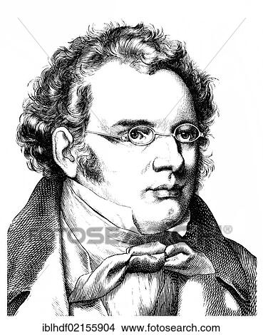 Picture - Historical illustration from the 19th century, portrait of Franz Peter Schubert, 1797 - 1828, an Austrian composer. Fotosearch