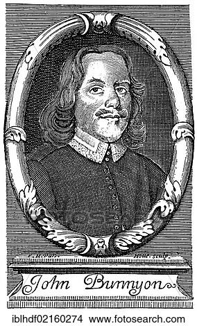 Picture - Historical illustration from the 19th Century, portrait of John Bunyan, 1628 - 1688, an English Baptist preacher and writer. Fotosearch