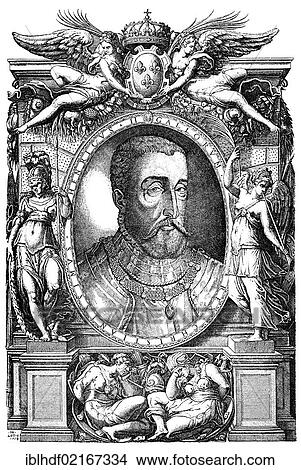 Picture - Historical illustration from the 19th Century, portrait of Henri II, 1519 - 1559, 1547-1559 King of France from the House of Valois-Angoulême. Fotosearch