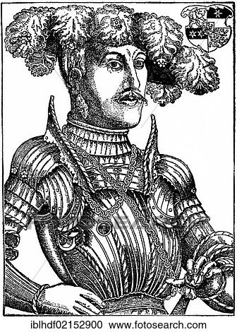 Stock Image - Historical illustration from the 19th Century, portrait of Philip I, the Magnanimous from the House of Hesse, 1504 - 1567, Landgrave of Hesse during the Reformation and Renaissance in the Holy Roman Empire. Fotosearch