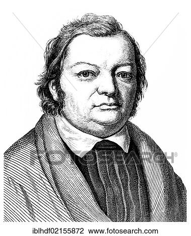 Stock Image - Historical illustration from the 19th century, portrait of Justinus Andreas Christian von Kerner, 1786 - 1862, a German poet, physician and medical writer. Fotosearch
