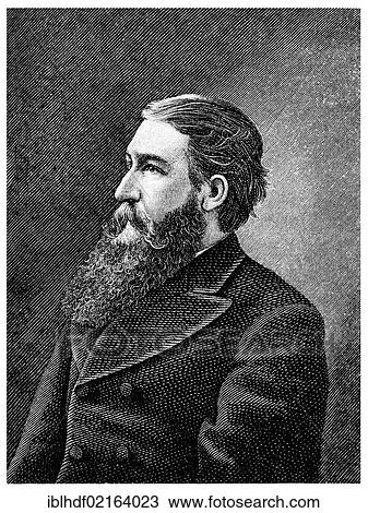 Stock Image - Historical illustration from the 19th Century, portrait of Sidney Clopton Lanier, 1842 - 1881, an American poet and musician. Fotosearch