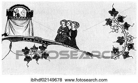 Historical illustration from the 19th Century, Old English puppet theater from a manuscript dating from the 14th Century View Large Photo Image Stock Photo - Historical illustration from the 19th Century, Old English puppet theater from a manuscript dating from the 14th Century. Fotosearch
