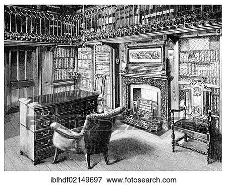 Historical illustration from the 19th Century, the study in the manor of Abbotsford House, Melrose, Scotland, by Sir Walter Scott, 1st Baronet of Abbotsford, 1771 - 1832, Scottish poet and writer View Large Photo Image Stock Photo - Historical illustration from the 19th Century, the study in the manor of Abbotsford House, Melrose, Scotland, by Sir Walter Scott, 1st Baronet of Abbotsford, 1771 - 1832, Scottish poet and writer. Fotosearch