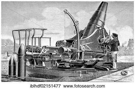 Historical illustration from the 19th Century, depiction of a German coastal howitzer from Krupp View Large Photo Image Stock Photo - Historical illustration from the 19th Century, depiction of a German coastal howitzer from Krupp. Fotosearch