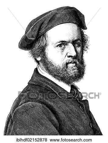 Historical illustration from the 19th Century, portrait of Robert Reinick, 1805 - 1852, a German painter and poet View Large Photo Image Stock Photo - Historical illustration from the 19th Century, portrait of Robert Reinick, 1805 - 1852, a German painter and poet. Fotosearch
