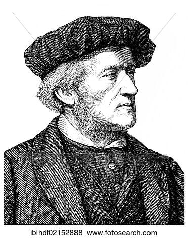 Historical illustration from the 19th Century, portrait of Wilhelm Richard Wagner 1813 - 1883, a German composer, playwright, philosopher, poet, writer, theater director and conductor View Large Photo Image Stock Photo - Historical illustration from the 19th Century, portrait of Wilhelm Richard Wagner 1813 - 1883, a German composer, playwright, philosopher, poet, writer, theater director and conductor. Fotosearch