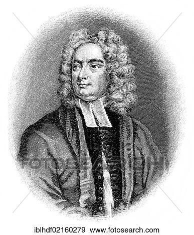Stock Photo - Historical illustration from the 19th Century, portrait of Jonathan Swift or Isaac Bickerstaff, 1667 - 1745, an Irish writer and satirist of the early Enlightenment, author of Gulliver's Travels. Fotosearch