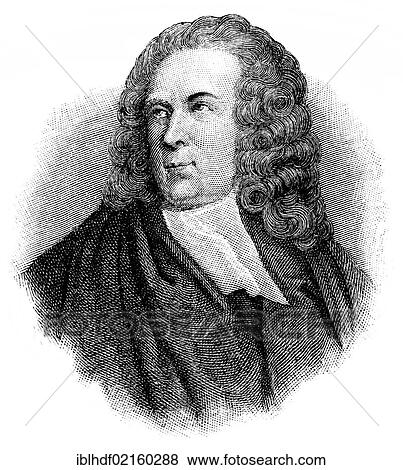 Stock Photo - Historical illustration from the 19th Century, portrait of Edward Young, 1681 - 1765, an English writer. Fotosearch