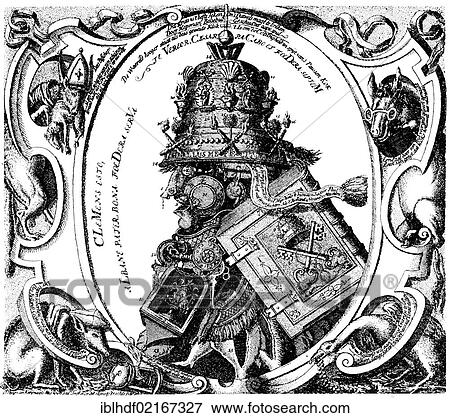 Historical illustration from the 19th Century, Dutch caricature of the medieval papacy from the 16th Century View Large Photo Image Stock Photo - Historical illustration from the 19th Century, Dutch caricature of the medieval papacy from the 16th Century. Fotosearch