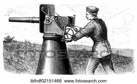 Historical illustration from the 19th Century, depiction of a German rapid-fire cannon, machine gun View Large Photo Image Stock Photograph - Historical illustration from the 19th Century, depiction of a German rapid-fire cannon, machine gun. Fotosearch