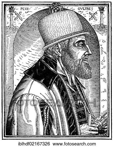 Stock Photograph - Historical illustration from the 19th Century, portrait of Charles V, 1500 - 1558, Roman-German king from the House of Habsburg. Fotosearch