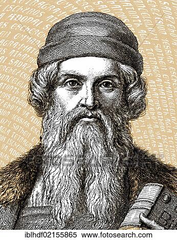 Historical illustration from the 19th century, portrait of Johannes Gensfleisch zur Laden zum Gutenberg, circa 1400 - 1468, inventor of printing with movable metal type and the printing press View Large Photo Image Stock Photography - Historical illustration from the 19th century, portrait of Johannes Gensfleisch zur Laden zum Gutenberg, circa 1400 - 1468, inventor of printing with movable metal type and the printing press. Fotosearch