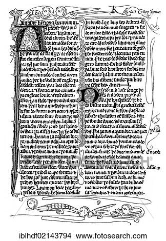 Historical manuscript from the 19th Century, a page from Layamon's Brut in Middle English by Layamon, a poet of the early 13th Century View Large Photo Image Picture - Historical manuscript from the 19th Century, a page from Layamon's Brut in Middle English by Layamon, a poet of the early 13th Century. Fotosearch