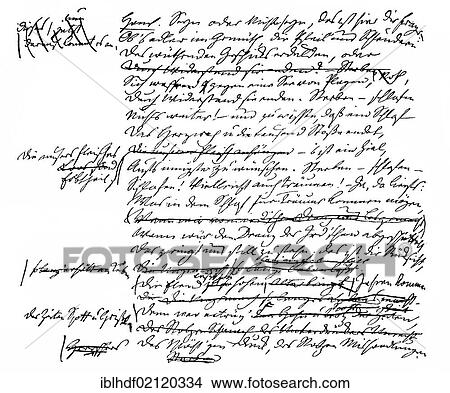 Picture - Historical manuscript, Shakespeare translation of Hamlet's "to be or not to be", by August Wilhelm von Schlegel, 1767-1845, German literary critic, translator, writer, Indologist and philosopher, from Bildatlas zur Geschichte der Deutschen.... Fotosearch