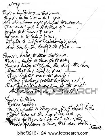 Historical manuscript, song by Robert Burns, 1759-1796, Scottish writer and poet of the Enlightenment View Large Photo Image Picture - Historical manuscript, song by Robert Burns, 1759-1796, Scottish writer and poet of the Enlightenment. Fotosearch