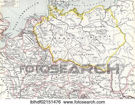 Historical map from the 19th Century, depiction of Germania in the 12th Century View Large Photo Image Stock Photograph - Historical map from the 19th Century, depiction of Germania in the 12th Century. Fotosearch