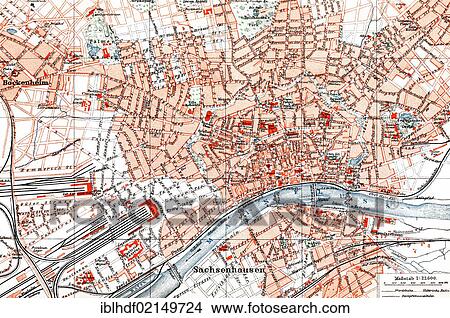Historical map of Frankfurt am Main, Hesse, Germany, 1890, Europe View Large Photo Image Picture - Historical map of Frankfurt am Main, Hesse, Germany, 1890, Europe. Fotosearch