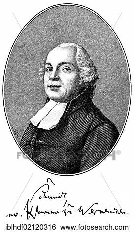 Stock Photograph - Historical print, engraving, 1821, portrait of Friedrich Wilhelm August Schmidt, 1764-1838, Protestant clergyman and author of rural-naive poems, from Bildatlas zur Geschichte der Deutschen Nationalliteratur by Gustav Koennecke, picture atlas, 1887. Fotosearch