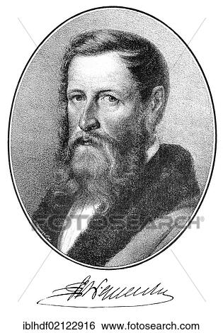 Stock Photograph - Historical print, engraving, 1839, portrait of Franz von Gaudy, 1800-1840, German poet and novelist, from Bildatlas zur Geschichte der Deutschen Nationalliteratur, von Gustav Koennecke, picture atlas, 1887. Fotosearch