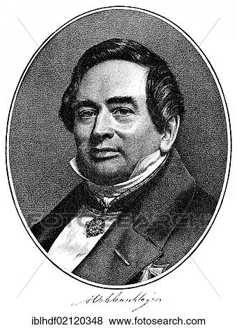 Stock Photo - Historical print, engraving, 1840, portrait of Adam Gottlob Oehlenschlaeger, 1779-1850, Danish national poet of Romanticism, from Bildatlas zur Geschichte der Deutschen Nationalliteratur by Gustav Koennecke, picture atlas, 1887. Fotosearch