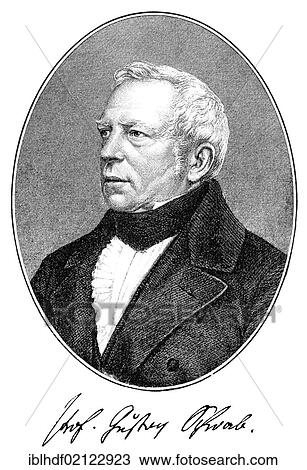 Stock Image - Historical print, engraving, 1850, portrait of Gustav Schwab, 1792-1850, German priest, high school teacher and writer of children's and youth literature, from Bildatlas zur Geschichte der Deutschen Nationalliteratur, von Gustav Koennecke, picture.... Fotosearch
