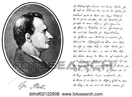 Historical print, engraving, historical manuscript from 1824 and portrait of Karl August Maximilian Graf von Platen-Hallermuende, 1796-1835, German poet, from Bildatlas zur Geschichte der Deutschen Nationalliteratur, von Gustav Koennecke, picture... View Large Photo Image Stock Photo - Historical print, engraving, historical manuscript from 1824 and portrait of Karl August Maximilian Graf von Platen-Hallermuende, 1796-1835, German poet, from Bildatlas zur Geschichte der Deutschen Nationalliteratur, von Gustav Koennecke, picture.... Fotosearch