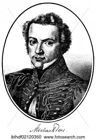 Stock Image - Historical print, engraving, portrait of Michael Beer, 1800-1833, German playwright of Jewish origin, from Bildatlas zur Geschichte der Deutschen Nationalliteratur by Gustav Koennecke, picture atlas, 1887. Fotosearch