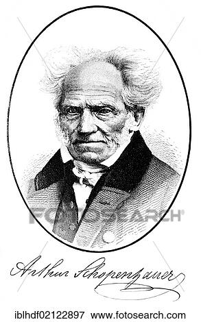 Stock Photo - Historical print, engraving, portrait of Arthur Schopenhauer, 1788-1860, German philosopher, writer and university lecturer, from Bildatlas zur Geschichte der Deutschen Nationalliteratur, von Gustav Koennecke, picture atlas, 1887. Fotosearch