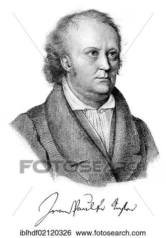 Stock Photograph - Historical print, engraving, portrait of Johann Paul Friedrich Richter or Jean Paul, 1763-1825, German writer, from Bildatlas zur Geschichte der Deutschen Nationalliteratur by Gustav Koennecke, picture atlas, 1887. Fotosearch
