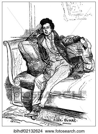 Historical print from the 19th Century, portrait of Alexandre Dumas the elder or Alexandre Dumas Davy de la Pailleterie or Alexandre Dumas père, 1802 - 1870, a French writer View Large Photo Image Picture - Historical print from the 19th Century, portrait of Alexandre Dumas the elder or Alexandre Dumas Davy de la Pailleterie or Alexandre Dumas père, 1802 - 1870, a French writer. Fotosearch