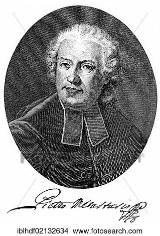 Historical print from the 19th Century, portrait of Pietro Trapasso or Antonio Pietro Metastasio, 1698 - 1782, an Italian poet and librettist View Large Photo Image Picture - Historical print from the 19th Century, portrait of Pietro Trapasso or Antonio Pietro Metastasio, 1698 - 1782, an Italian poet and librettist. Fotosearch